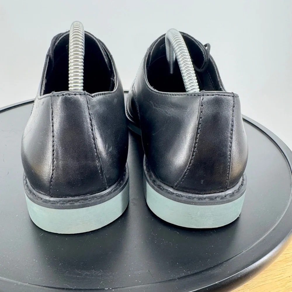 NWT Public Opinion Mens Black Leather Derby Shoes 95952758 Size 10.5M‎